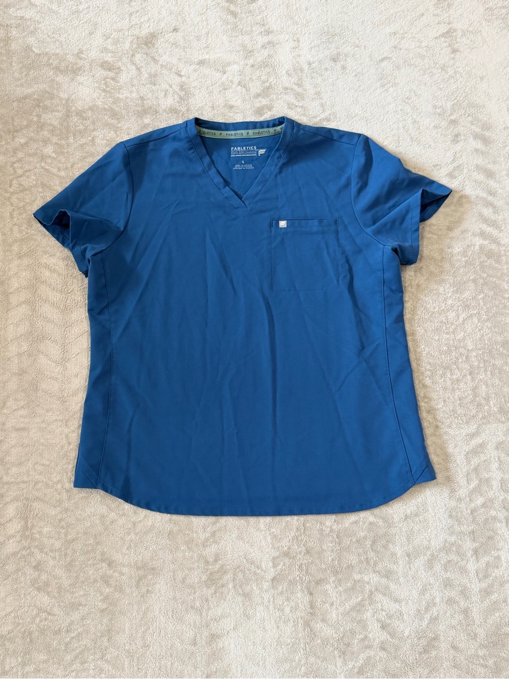 Fabletics Teal V-Neck Scrub Top Size L Chest Pocket Medical Workwear Uniform